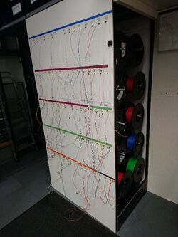 Motorkabelbaum Die benötigten Kabel werden dem Kabellager entnommen und der Länge nach zugeschnitten.